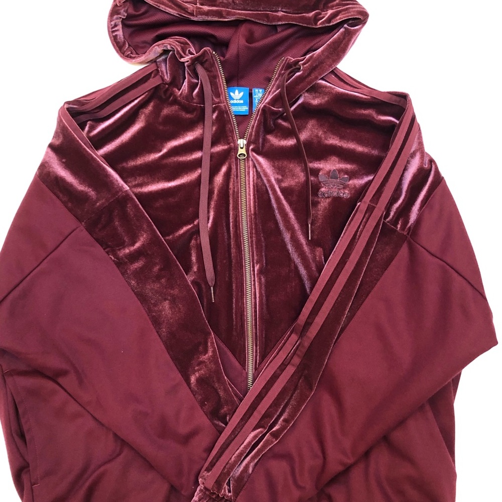 Adidas Velvet Vibes Maroon Track Jacket - Picture 3 of 9